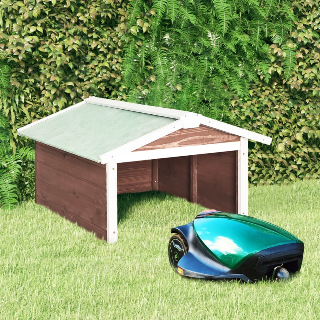 Vidaxl Garage för Robotgräsklippare, 72X87X50, Vit och Mocka, Gran