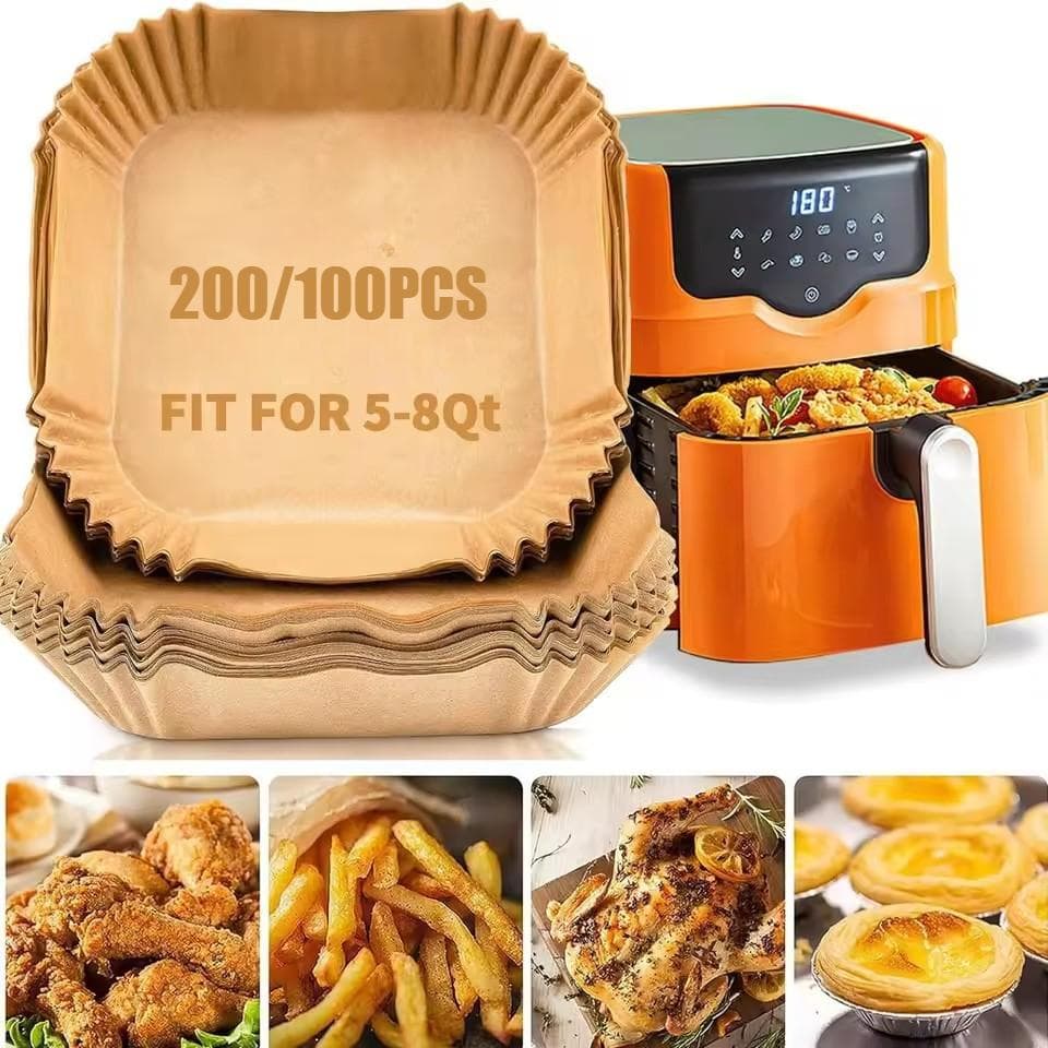 Stor engångspappersfodral för airfryer, 23 cm, non-stick airfryer, bakplåtspapper, specialbakplåtspapper för matlagning/ångkokning, korg