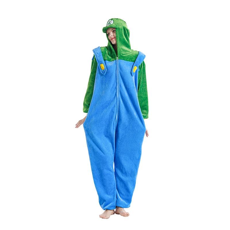 Luigi Onesie Vuxna Kigurumi Anime Pjamas Halloween Jul Cosplay Kostym cm grön/blå