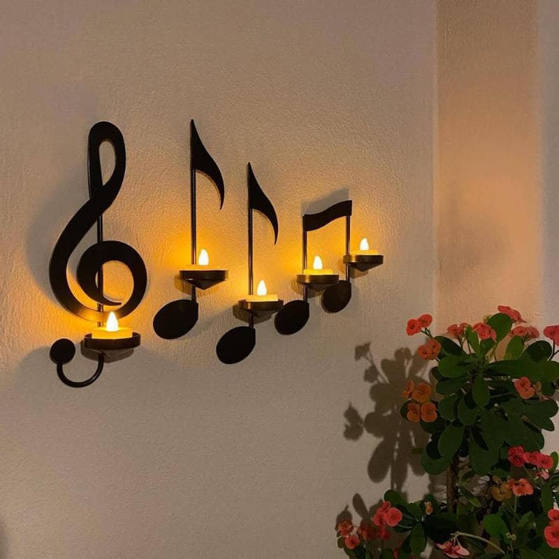Svart Musiknot Vägglampa Diskantklav Quarter Note Dubbelnot för kontorsbutik Vägggård Veranda Garagedörr Gåvor Heminredning