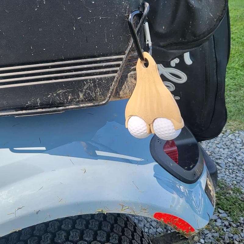 Golfboll Testikelpung Hållare Den Ultimala Gag Golfaren Gåvan Portabel Golfhållare För Golfälskare Med Karbinhake Golftema Fest mörkbrun färg