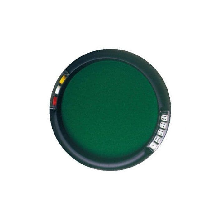 Plateau Piste de Jeux ronde 31 cm vert + 5 des + 21 Jetons plastique - Jeu de societe Yam, 421 - Set accessoire et carte grön