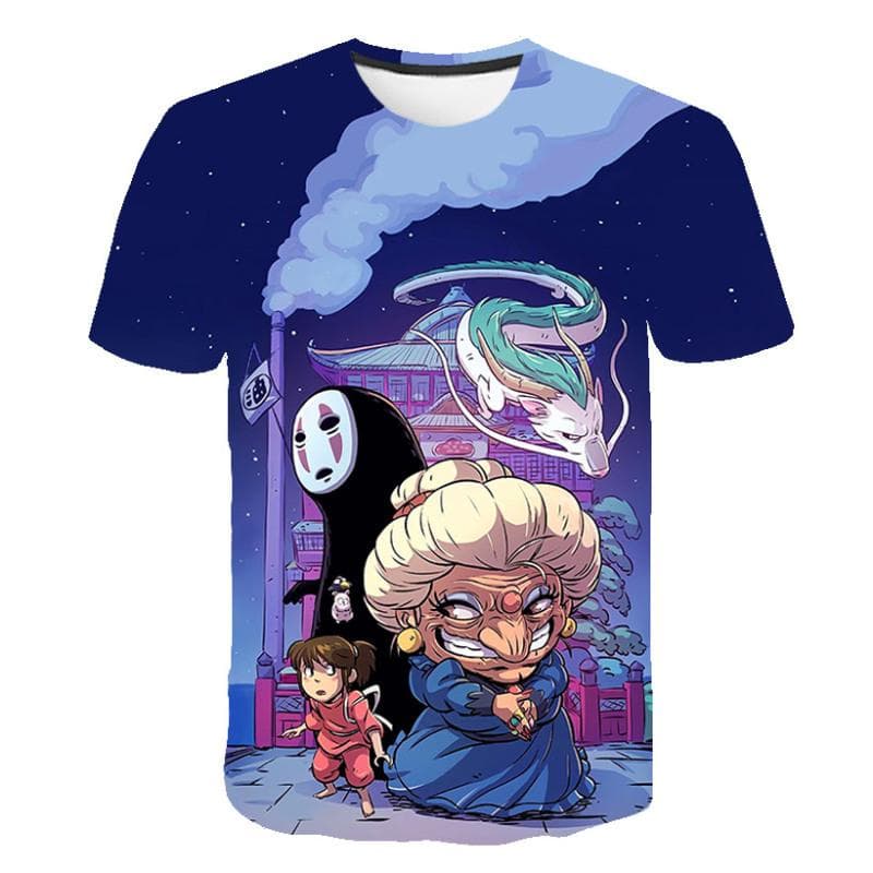 Anime Studio Ghibli Spirited Away 3D-tryckt barn-t-shirt Totoro Harajuku kortärmad skjorta Summer Street Casual-tröja cm