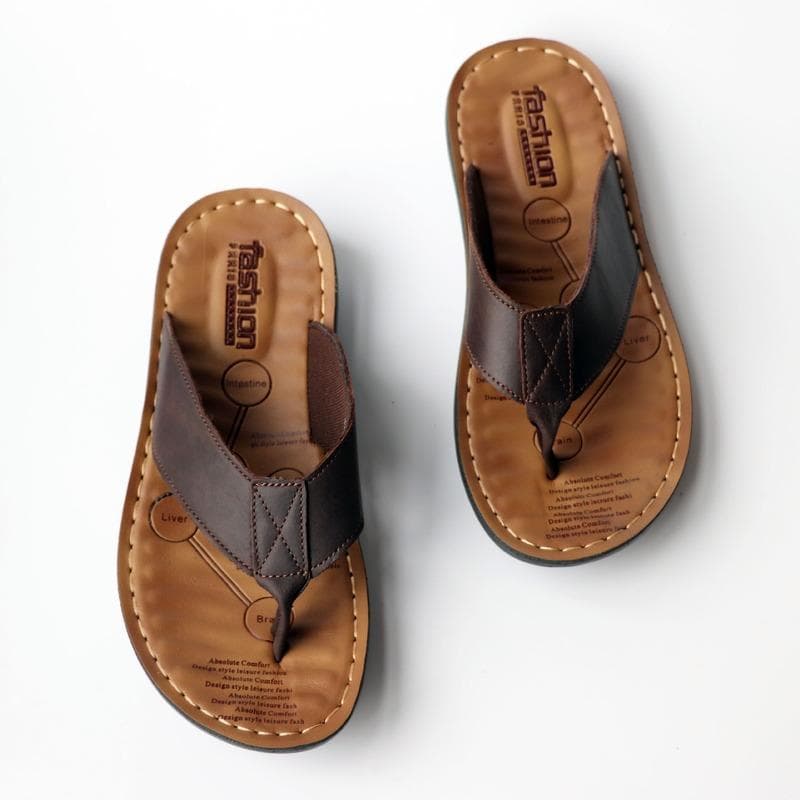 Skor Läder Herr Flip Flops Skor Utomhus Strand Fritidskläder Platta Tofflor Trend Platta Halkfria sandalier Stor storlek cm