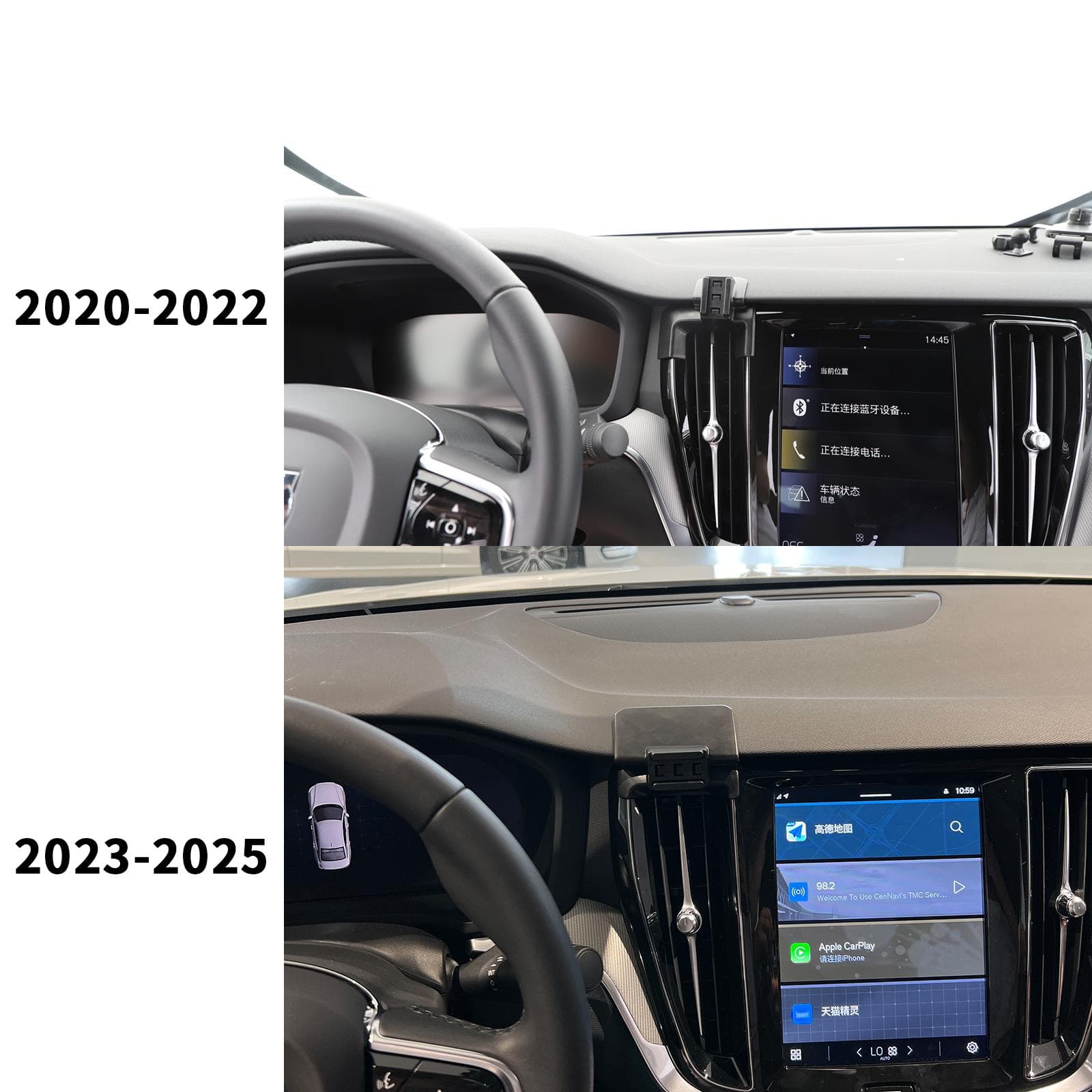 Mobiltelefonhållare för bil för Volvo S60 V60 2020~2025 GPS-fäste Navigationsställ Biltillbehör