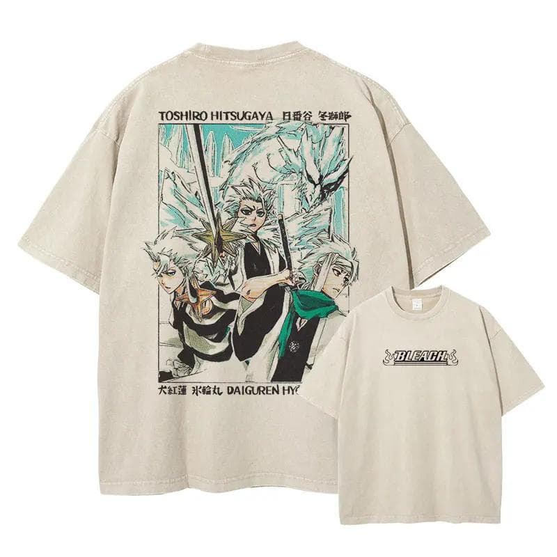 Grimmjow Aizen Ichigo T-shirt Anime Vintage Tvättade T-shirts Streetwear Rukia Kenpachi Manga Lös Y2k Kortärmade Toppar T-shirts cm