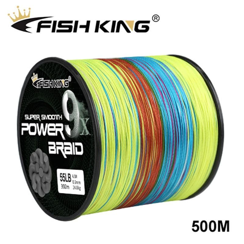 Fishing King 500M 9X Strand flätad fiskelina Multifilament 100% PE Line flätad fiskelina gul