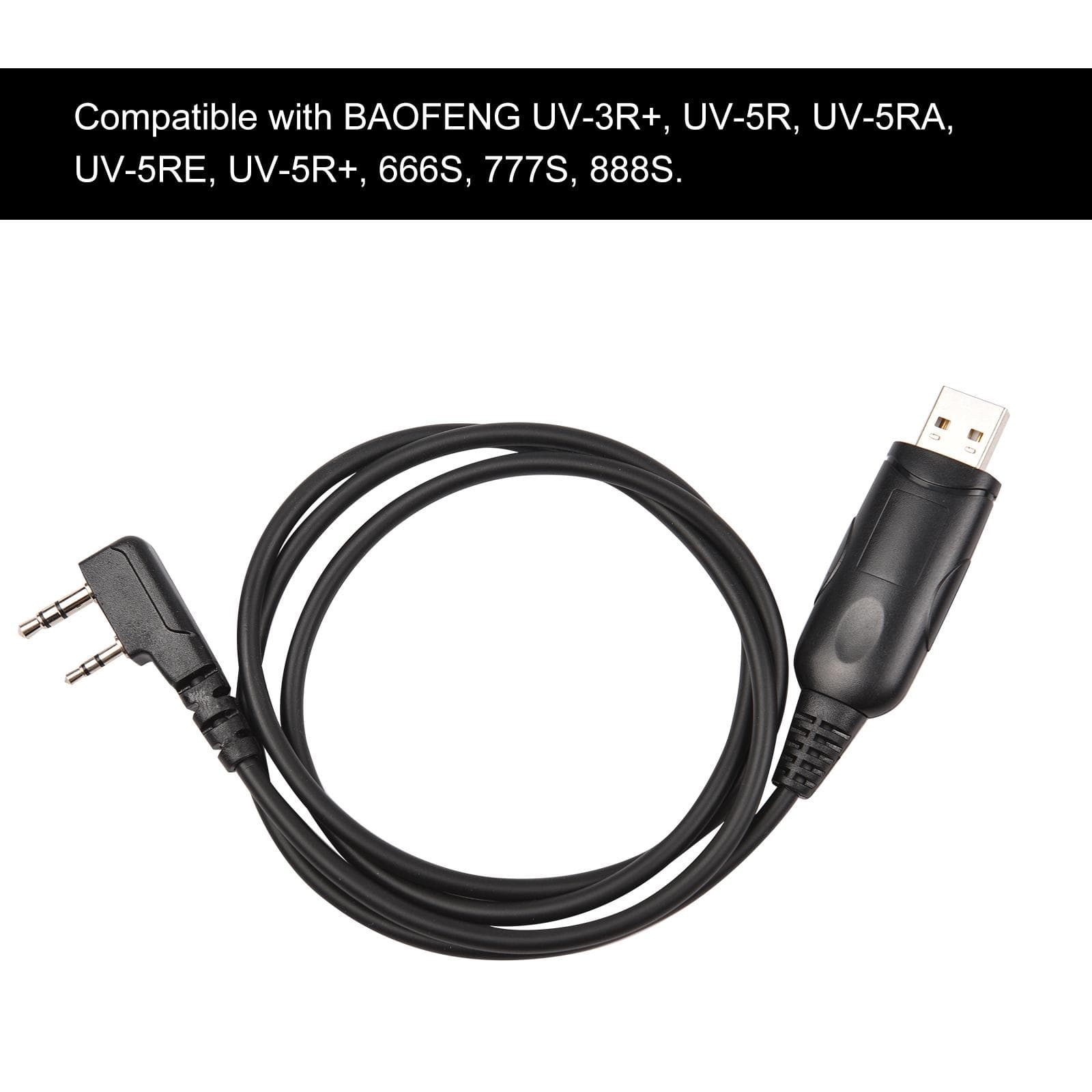 USB-programmeringskabel Kompatibel med BAOFENG UV-5R Walkie Talkie programmeringskabel för svart