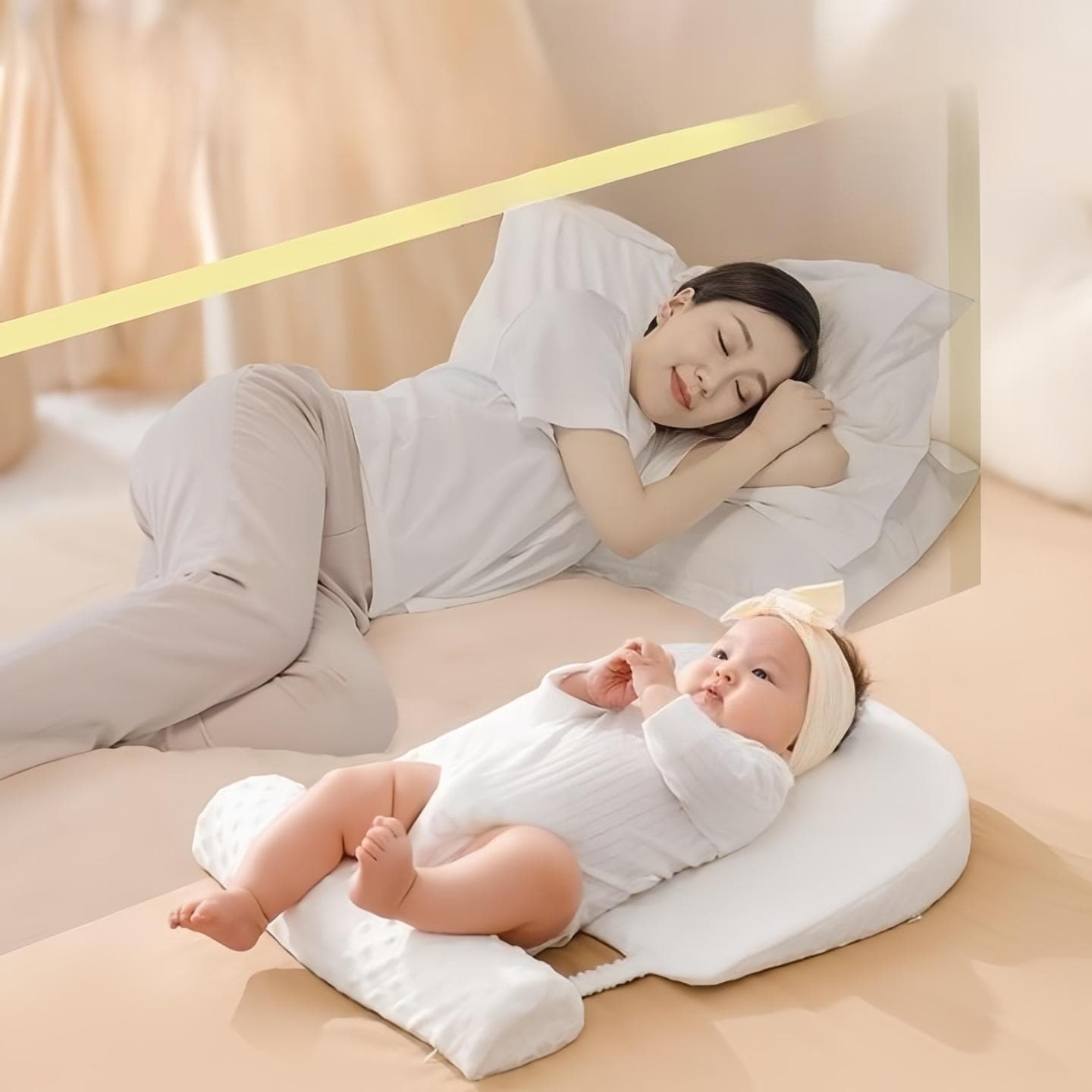 Baby Anti-Reflux Kilkudde Med Höftstöd Dubbelsidig Andningsbar Lutningsdyna För Uppstötningar & Nyfödd Matning Babydyna Memoryskum