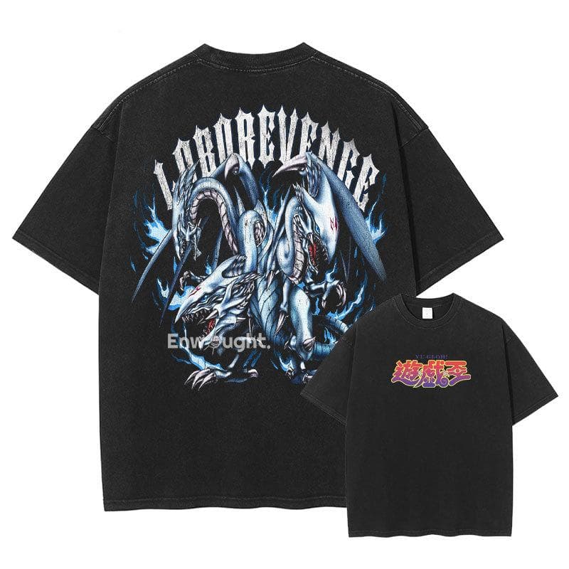 Yu Gi Oh T-shirt Anime Manga Vintage Tvättade T-shirts Toppar Sommar Oversized Kortärmad Bomulls T-shirt Man Unisex Casual Streetwear cm