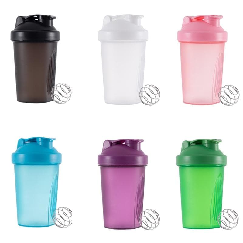 400 ml blenderskakflaska med rostfri vispboll BPA-fria plastproteinshakes Läckagesäkra för pulverträning Gym Sport svart