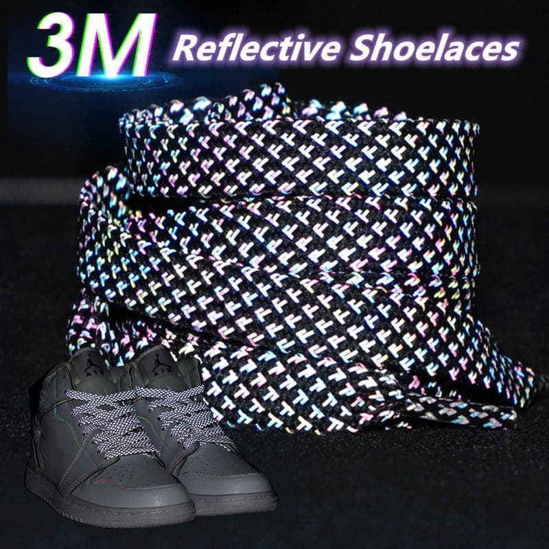 3M Reflekterande Skosnören för Sneakers Platta Självlysande Skosnören Coolt Självlysande Skosnöre Vuxna Barn Sportskosnören 120cm vit