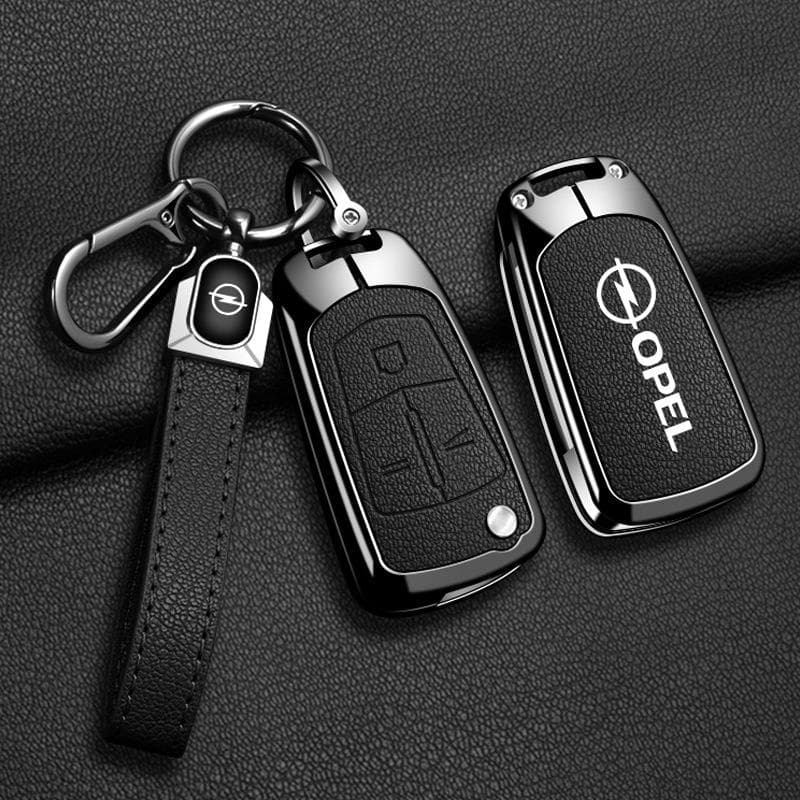Metall Läder Bilnyckel Fodral Skydd Skal För Opel OPC Vauxhall Astra Corsa Insignia Mokka Encore Vectra Zafira Meriva Tillbehör