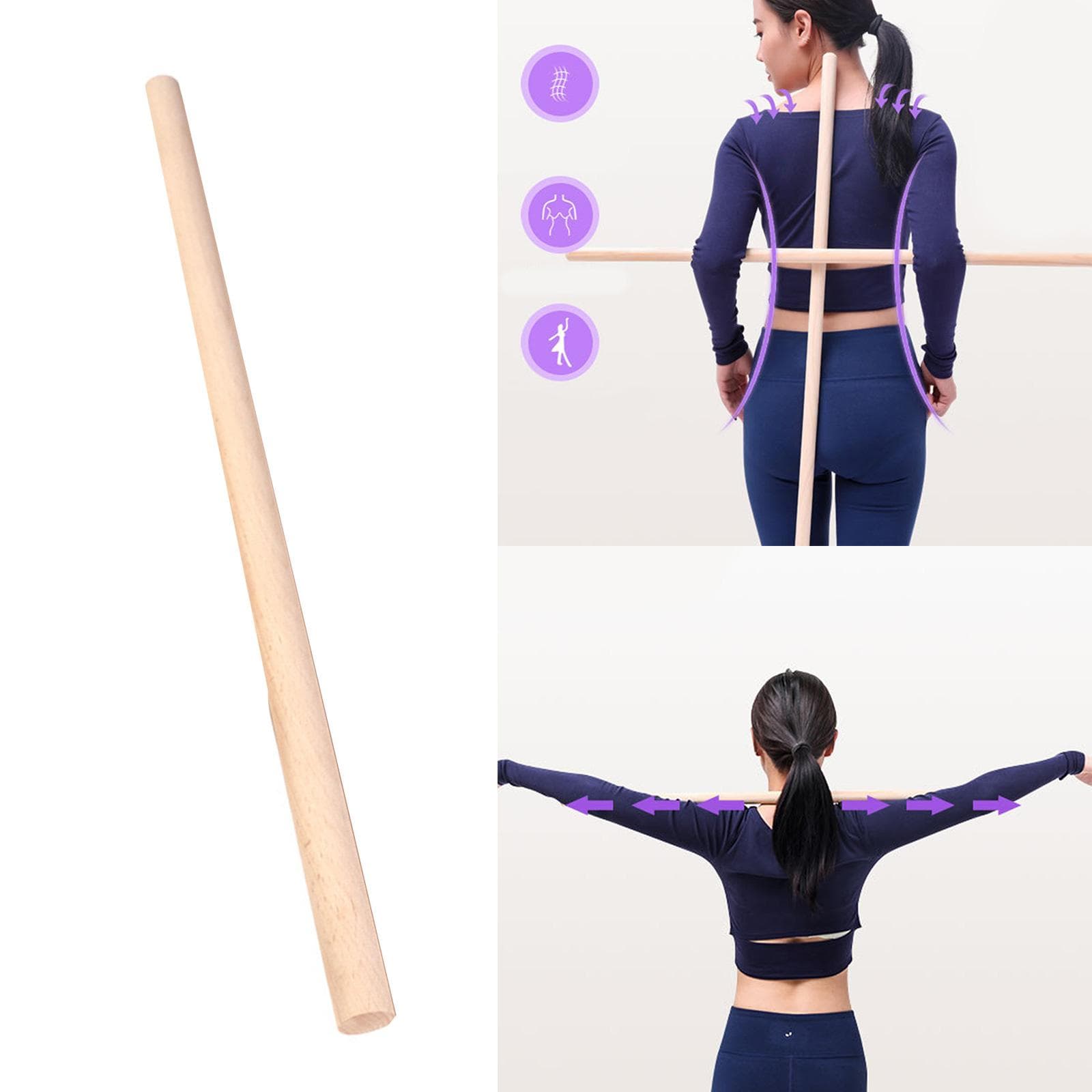 Korrekt Hållning Träningspinne Trä Yoga Träningspinne Hållningskorrigerare för Stretching Flexibilitet Balans Styrka
