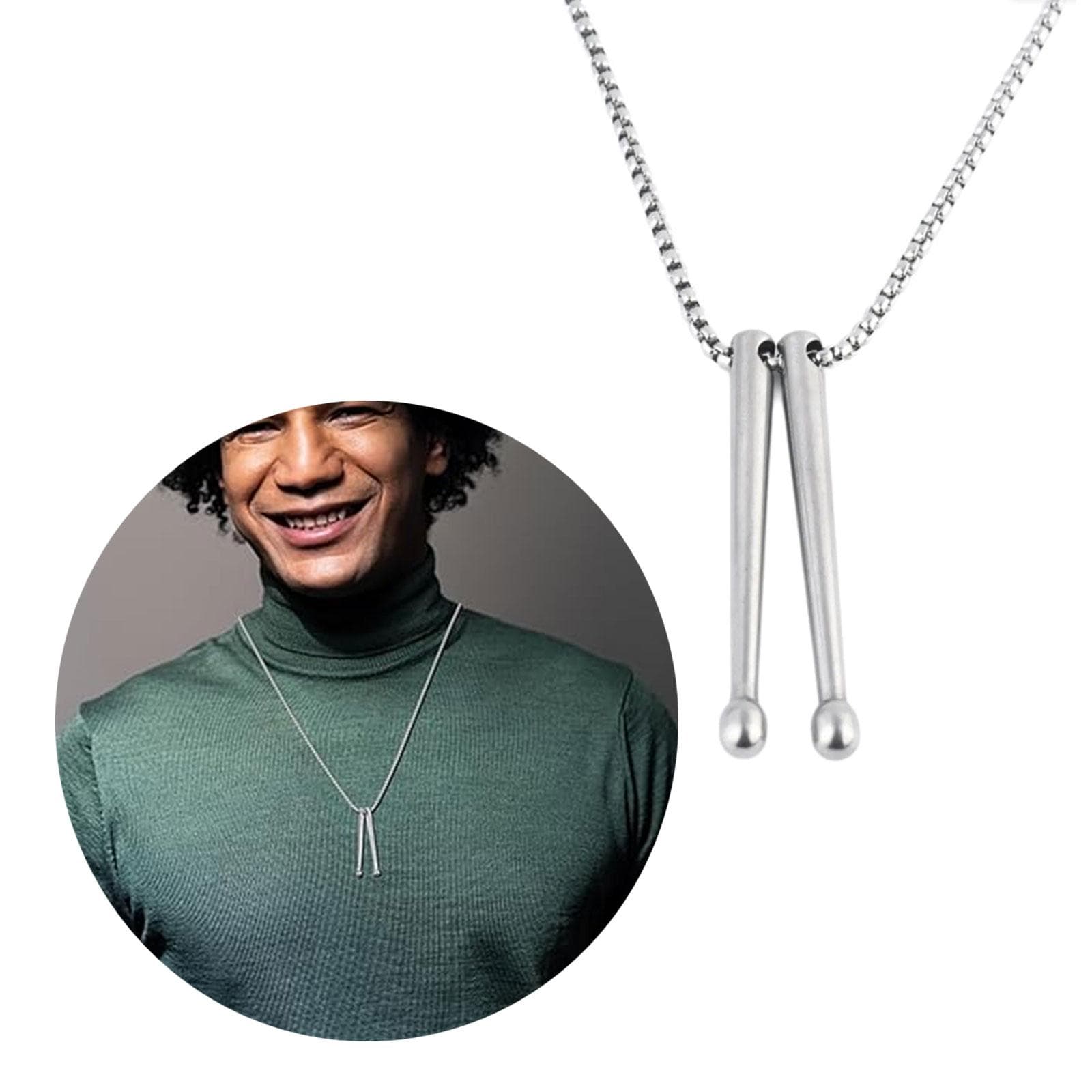 Trummis Halsband med Trumstock Hänge Delikata Halssmycken Stilfullt Trumstock Hänge Halsband för Trumentusiaster silver