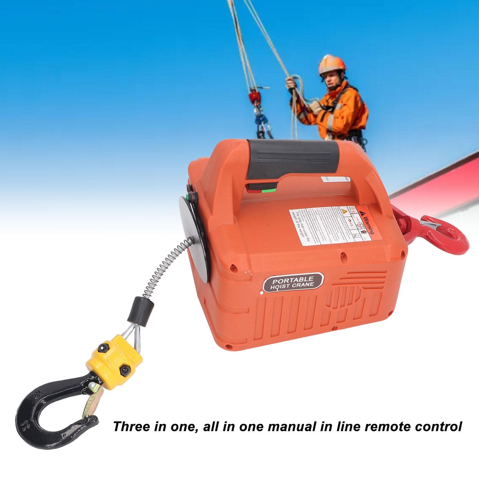 Elektrisk lyftblock Bärbar Kraft Elektrisk Vinsch Kran med Fjärrkontroll 500KG Kapacitet 7.6M Maximal Lyfthöjd 1500W