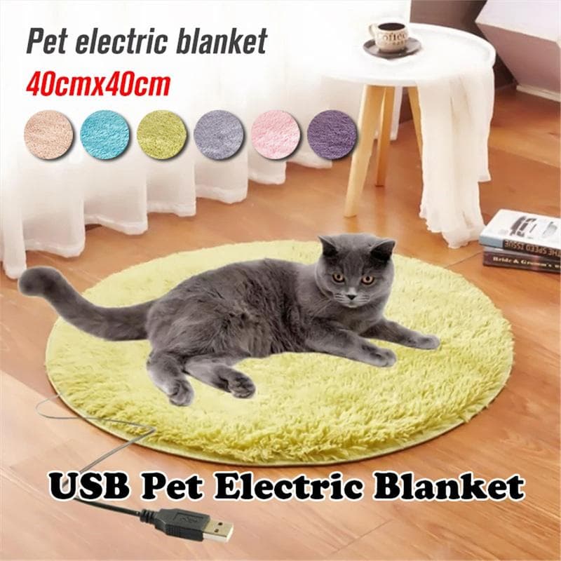 Elektrisk Värmekudde för husdjur Värmematta Filt Hund Katt USB Värmersäng Vinterplysch violett