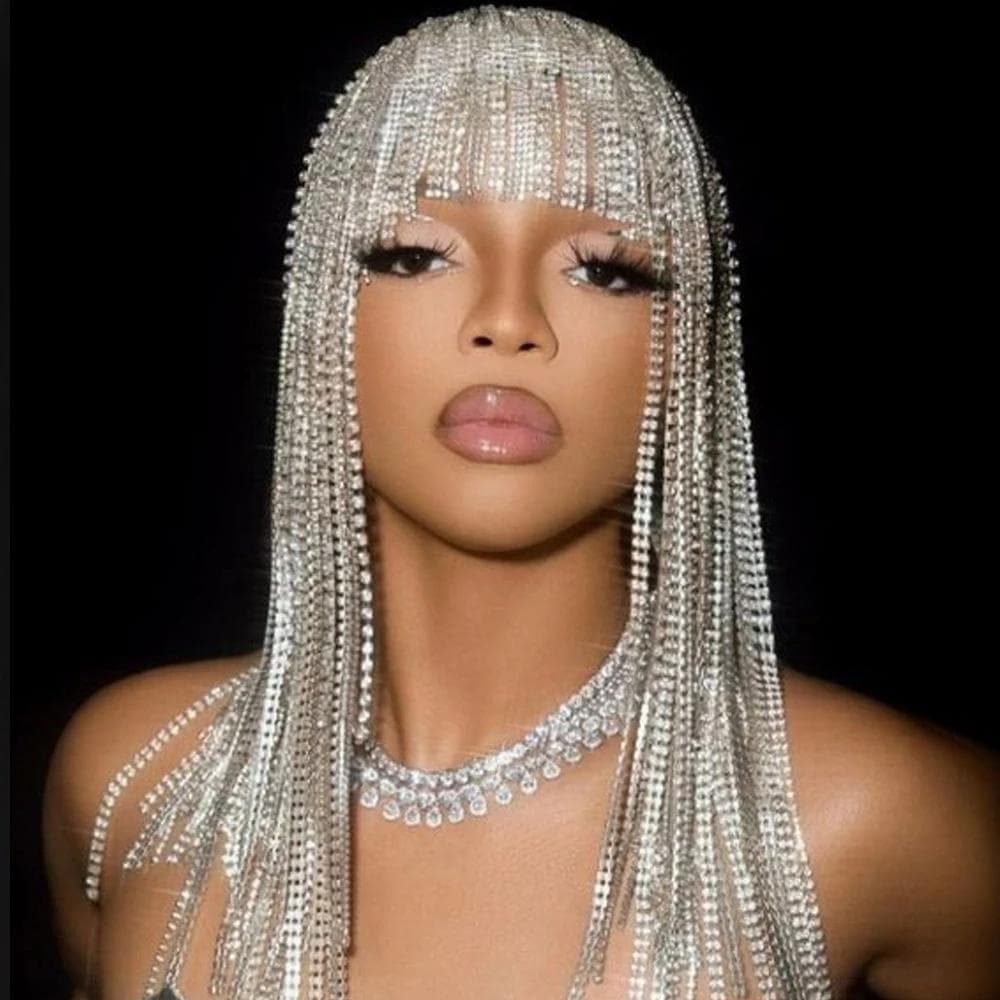 Stonefans Gorgeous Long Tofs Headpiece Strass Hårkedja Pannband Bling Brudhatt Kvinnor Kristall Hollow Head Chain Smycken silver