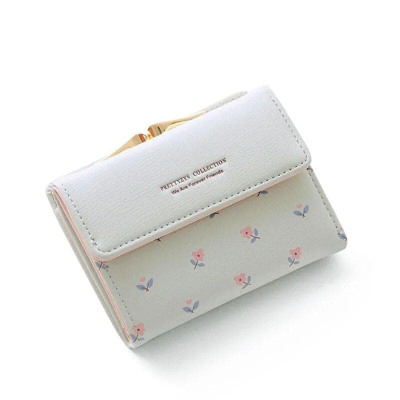 Blomma Kvinnor Plånbok Läderficka Dam Clutch Plånbok Kvinnor Kortkortshållare Söta flickor Plånbok Myntväska blå