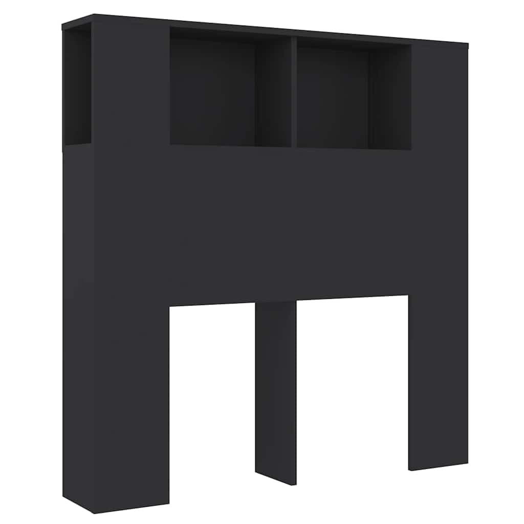 Sänggavel med hyllor Svart 100 x 18,5 x 102,5 cm