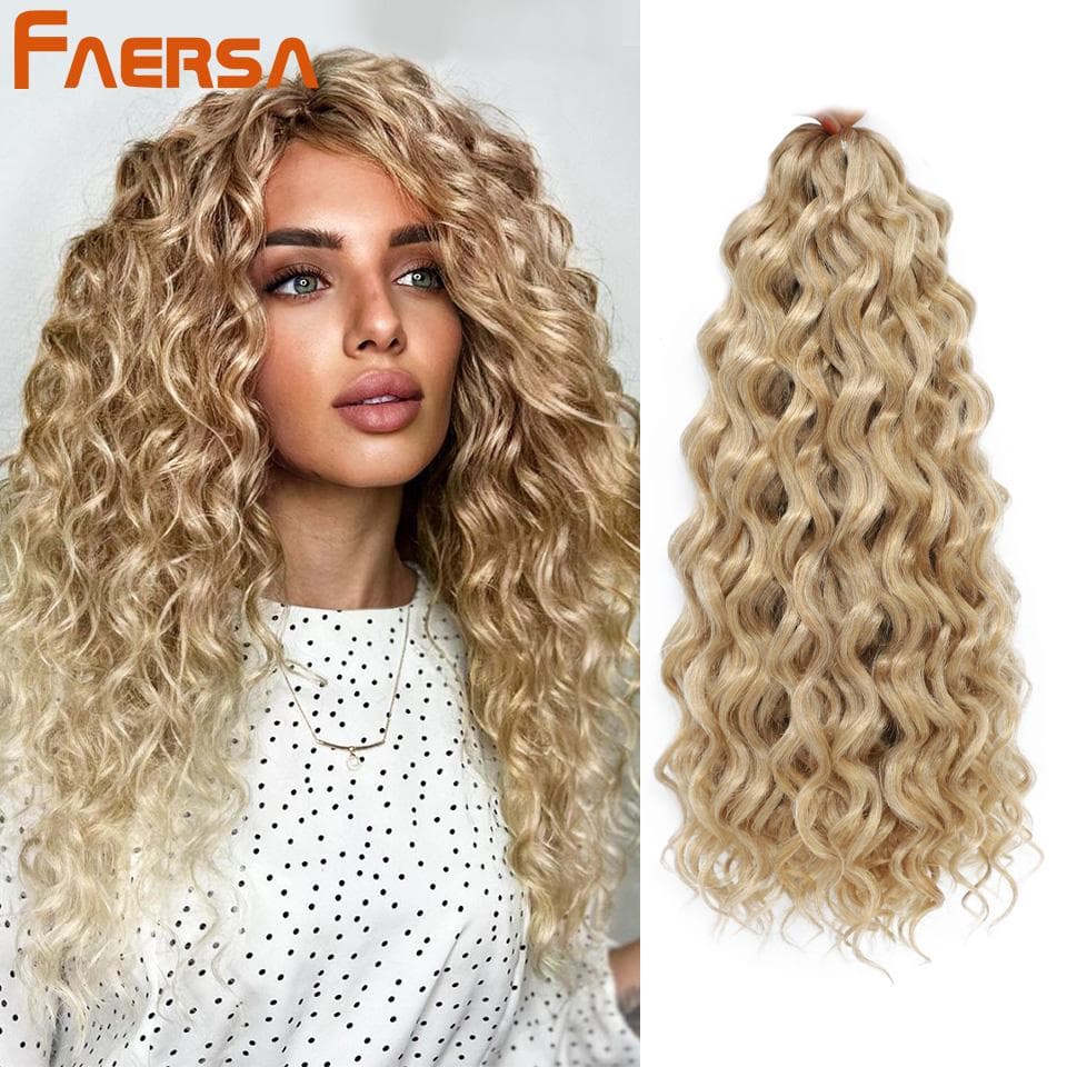 Ocean Wave Virkat hår Deep Wave Hawaii Curl Virkade flätor Syntetisk flätning av hårförlängningar Ombre Blonde 18 tum afrikanska lockar