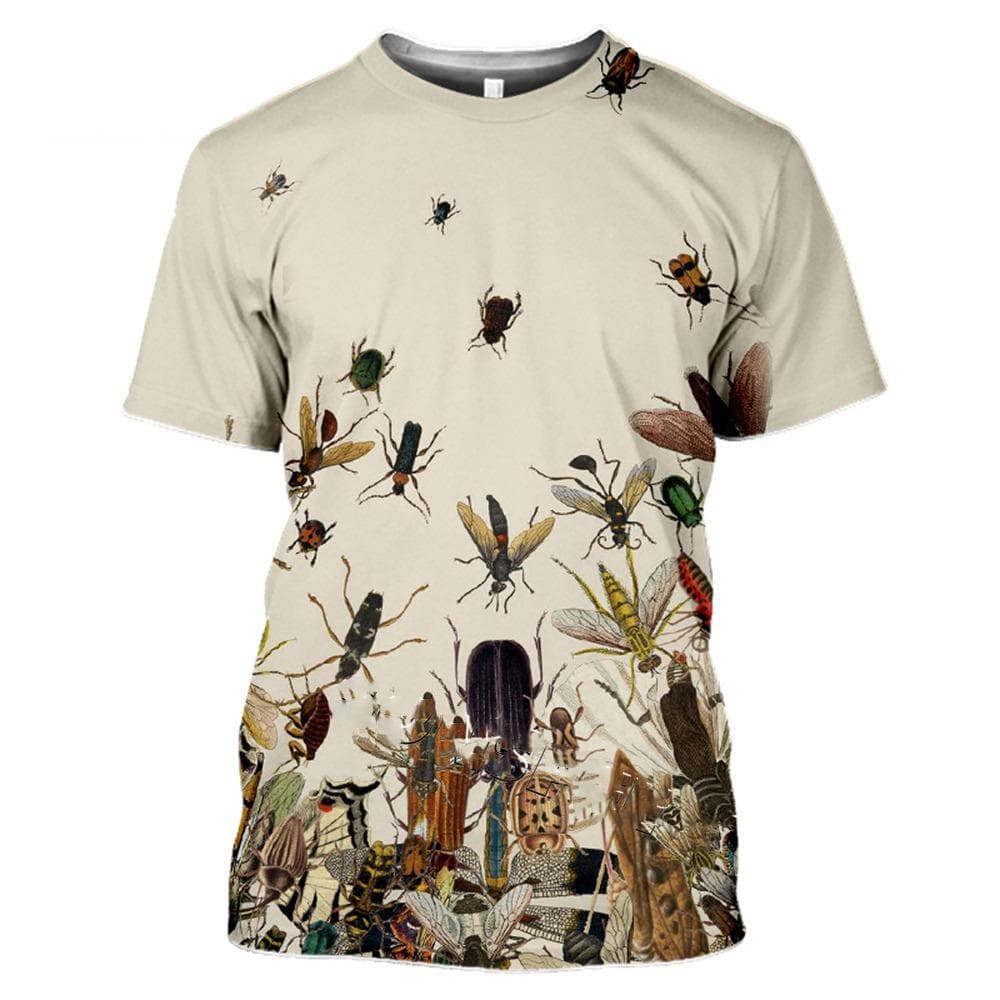 T-shirt herr 3D-tryck Insektsmönster Toppar Sommar O-ringad Casual Kortärmad Oversized Pullover Mode Streetwear Herrkläder cm