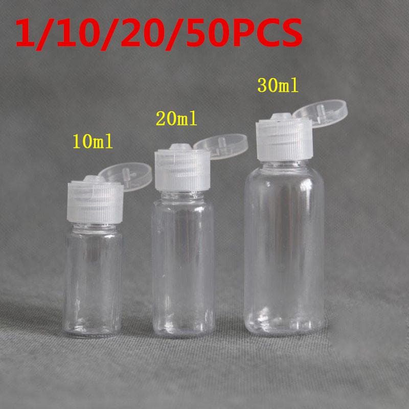10/20/50 st Plast tom flaska Travel Lotion vätskeflaskor Dispenser Prov Flip Cap 5/10/20/30 ML