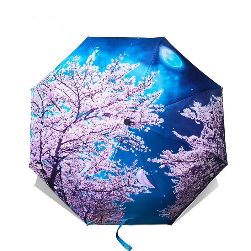 Fällbart paraply Kvinna Van Gogh Målning Kinesisk Konst Sakura Paraply Regn Kvinnor Vindtät Anti-UV solparasoll