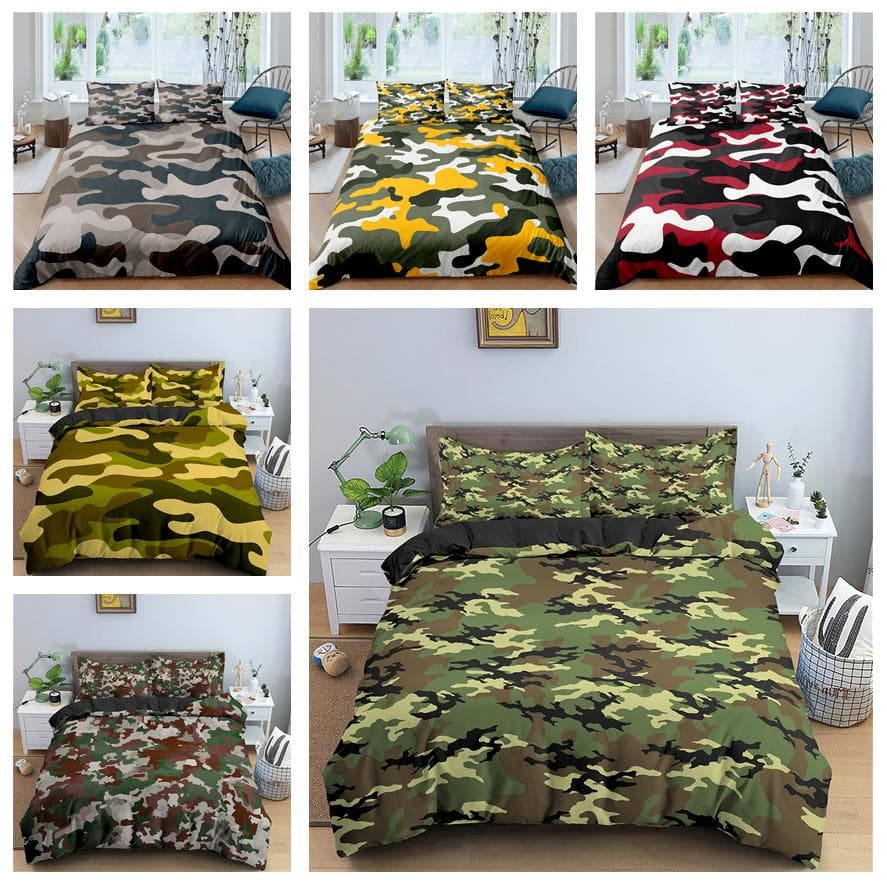 Sängkläder med camouflagemotiv Pojkars duntäcken Örngott 2/3 delar Fullstorlek 3D-tryckt komfortöverdrag Set Enkelsäng, Dubbelsäng, Gåva