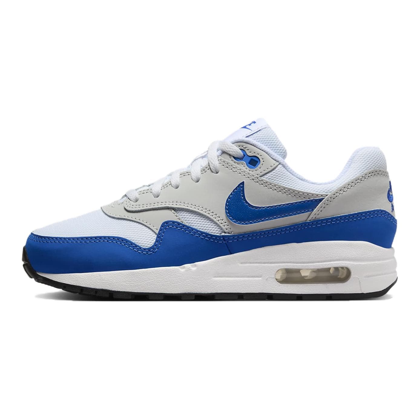 Nike Air Max 1 GS Kungsblå Barnsneakers Vit Neutralgrå Svart DZ3307-104 cm