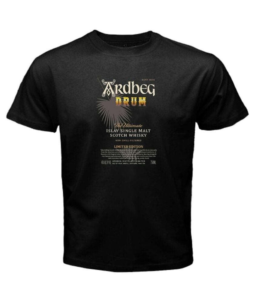 Ardbeg Drum Limited Edition Est 1815 Scotch Whisky 46% Alc Black T-Shirt cm