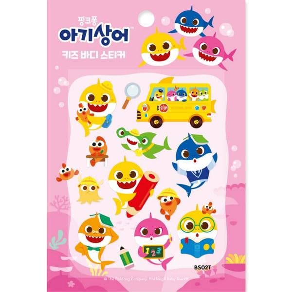 April Korea Pinkfong Baby Shark Kids Body Sticker BS02T, Spännande Skola, Populära leksaker för koreanska barn