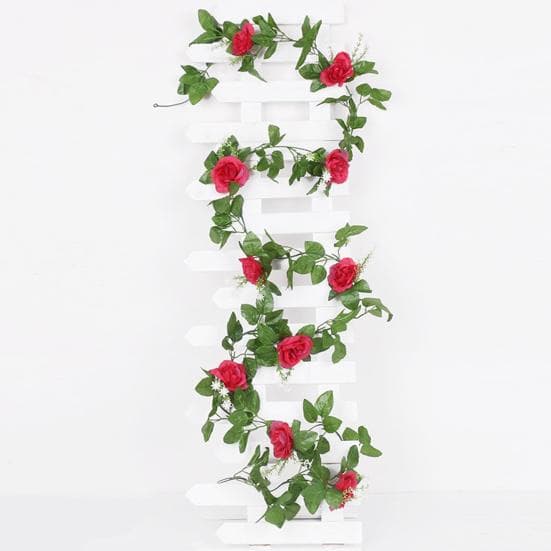 220CM Konstgjord Rosgirlang Realistisk Inomhus Utomhus Hängande Falska Blommor Växter Vinranka Bröllopsfest Vår Mantel Öppen Spis Veranda Trappor