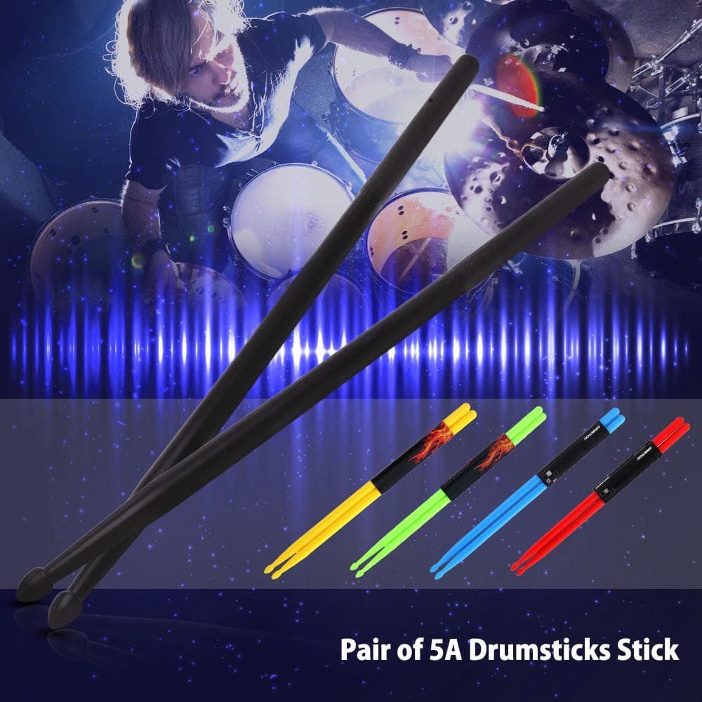 Ett par 5A trumpinnar Stick Nylon för trumset Lightweight Professional grön