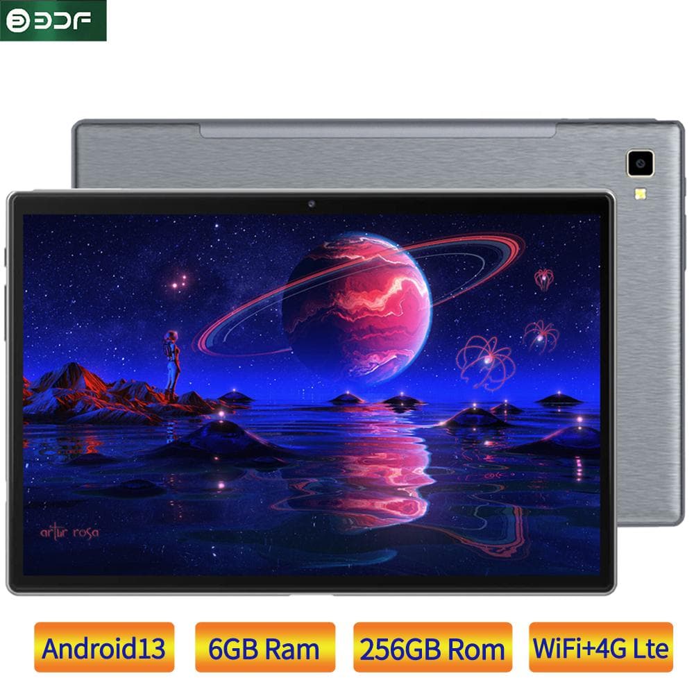 2023 BDF 10,1 tum 6GB RAM 128GB ROM 5000mAh Mobiltelefon SIM-kort 4G 3G Android Octa Core Tablet PC Datorflik grå