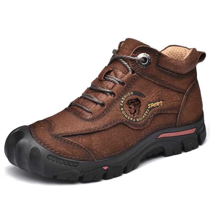 Äkta läder Män Skor Sneakers Vattentät Utomhus Män Stövlar Bekväma Män Vandring Vandring Skor cm brun