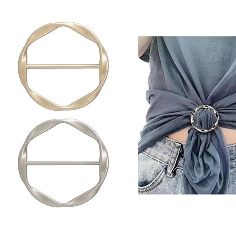 Mode Metall Rund Circle Clip Spänne Kläder Ring Wrap Hållare Siden Scarf Ring Clip T-shirt Slipsklämma Kvinnlig prydnad