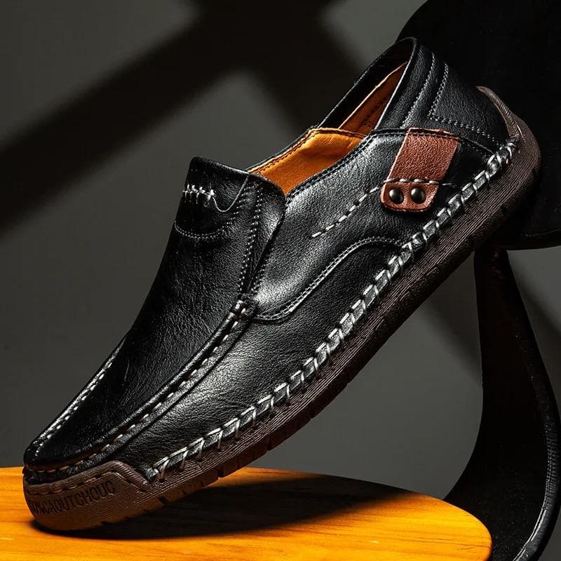 Äkta Läder Herr Handgjorda Vardagsskor Lyxmärke Herr Loafers Andningsbara Slip on Italiensk Körsko Chaussure Homme cm