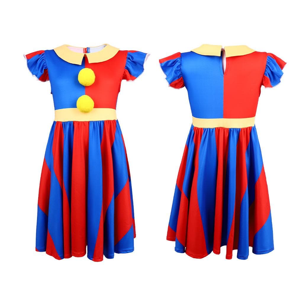 Cosplay-kostym, cirkus cos clown-overall Pomni-framträdandekostym Halloween Pamney strimlad mjölk cm