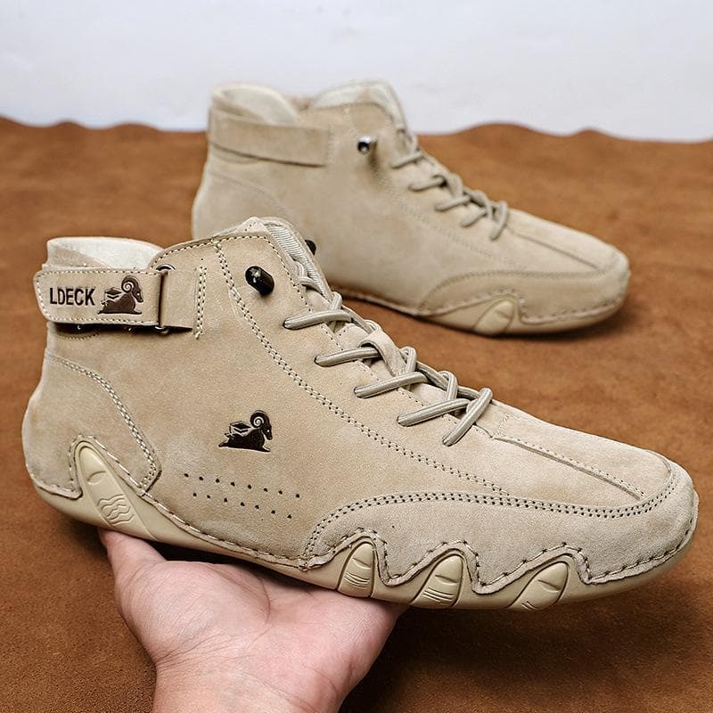 Läder Casual Sneakers för män Motorcykelskor 2023 Nytt i Vattentät High Top Herr Boors Lyxklänning Loafers Skor Skor cm khaki