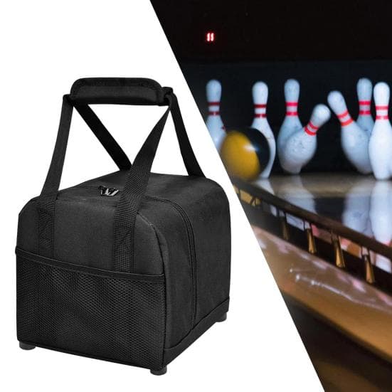 Bowlingväska Portabel Enkelbollsväska med Vadderad Bollhållare Och Meshficka Liten Bowlingbollsväska för Män Gåvor svart