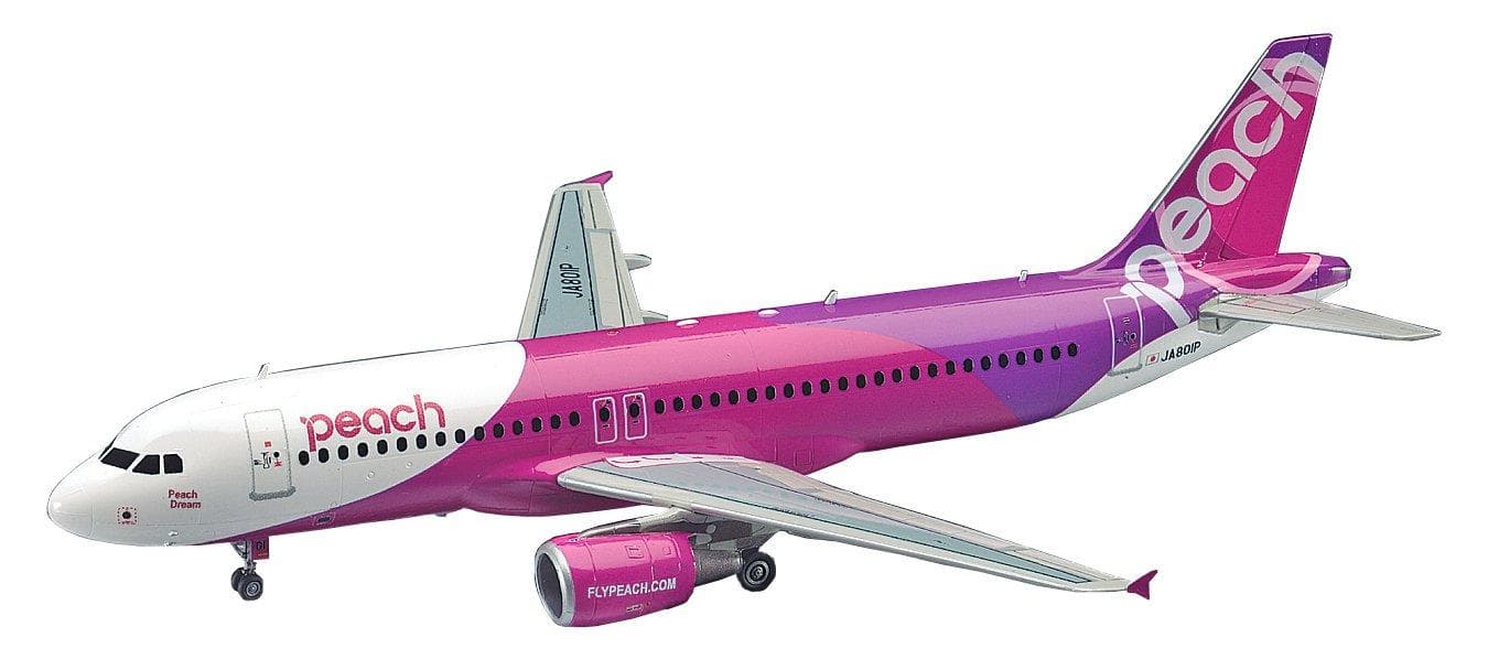 Hasegawa Peach Aviation Airbus A320 Plastmodellbyggsats 41 1/200