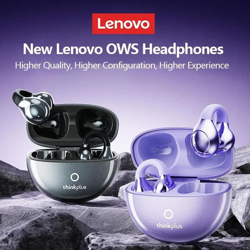 NYA Lenovo LP25 Trådlösa Bluetooth 5.4 Öronsnäckor Sport Brusreducering OWS Hörlurar Öronklämma HiFi Ljudkvalitet Headset med Mikrofon rosa