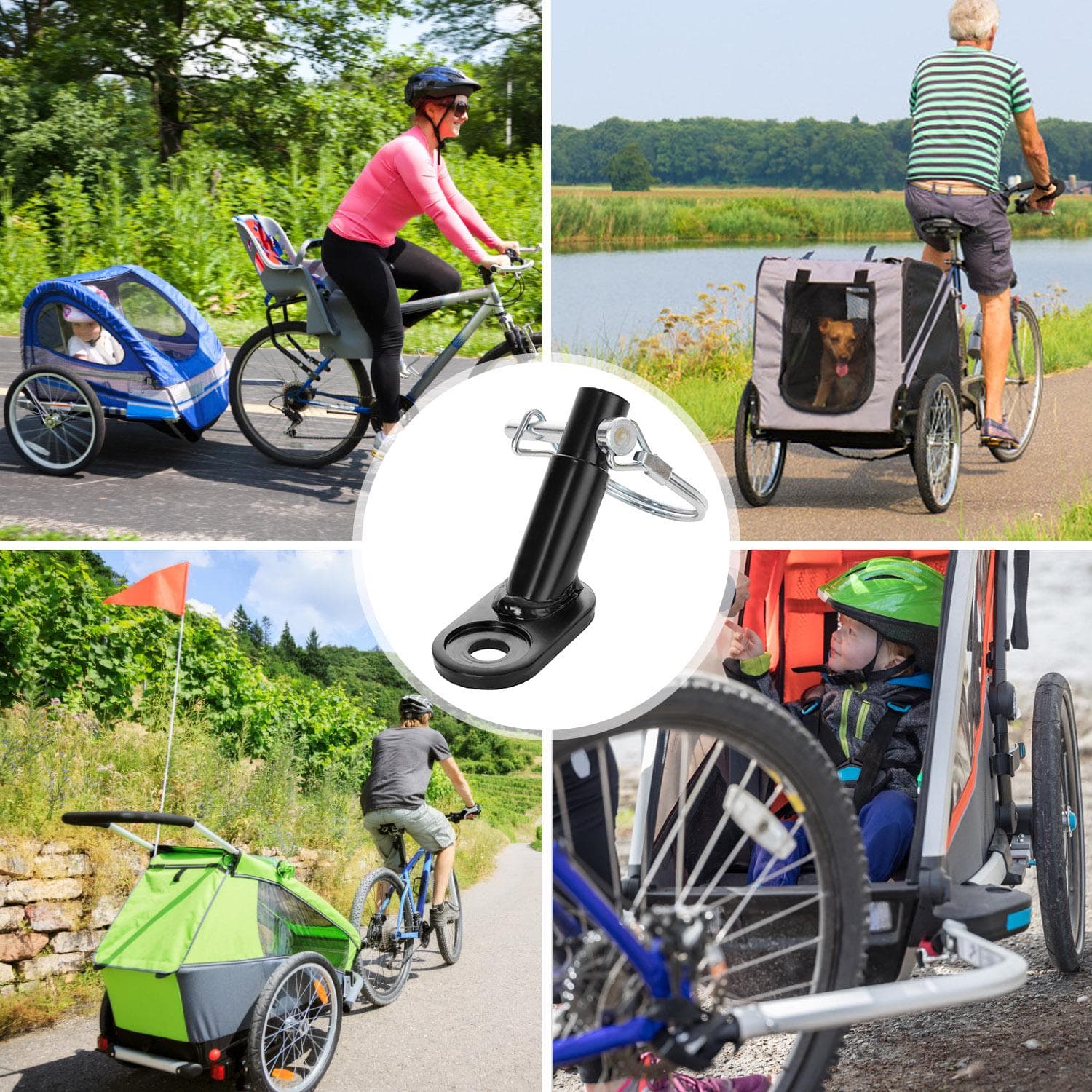 Bike Trailer Hitch Connector för Baby Pet Food Transport Connector svart