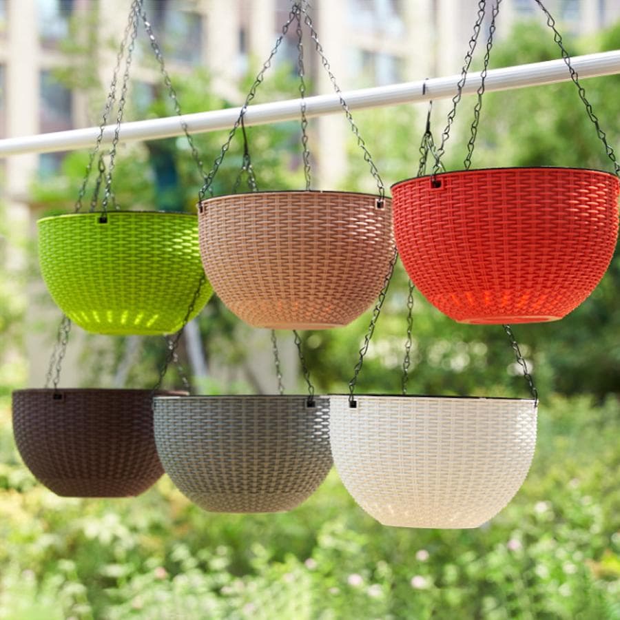 Europeisk Stil Vaxkakemönster Imitation Rotting Hängande Hängande Plastblomkruka Hängande Kruka Inomhus Hängande Korg brun