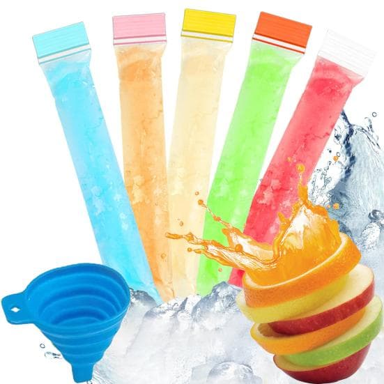 50/100 st Engångs Popsicle-påsar BPA-fria Fryspåsar med Zip-förslutningar och Tratt Läckagesäker DIY Popsicle-form för Ispops Yoghurt Juice
