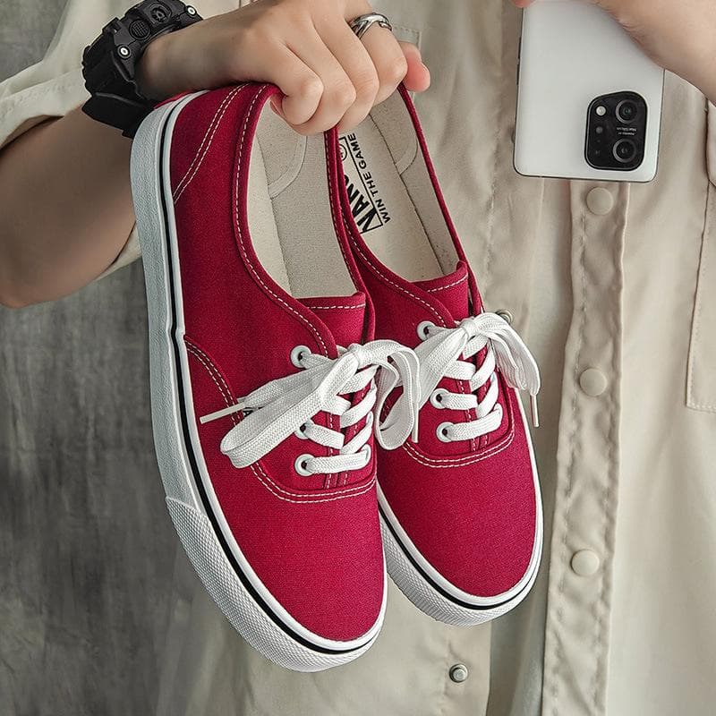 Herrskor Casual Flats Canvas Sneakers Damer Utomhus Enfärgad Lågskurna Sportskor Tennis Skor Snörning Vulkaniserade Skor cm