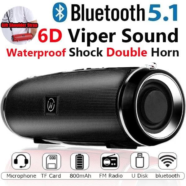 Utomhus Bärbar Trådlös Bluetooth 5.0 Högtalare Utomhus Vattentät Kolumn Stereo HiFi-högtalare Stöd TF-kort FM-radio Mp3-spelare för SmartPhone