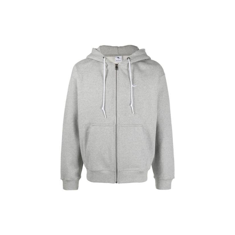 Nike Solo Swoosh Hoodie med hel dragkedja Mörkgråmelerad/Vit Herr Streetwear DR0403-063 cm