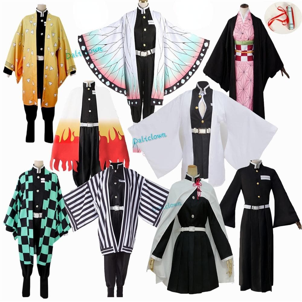 Anime Demon Slayer: Kimetsu No Yaiba Zenitsu Giyu Tanjirou Kamado Nezuko Cosplay Dam Barn Herr Kimono Uniform Cosplay Kostym cm